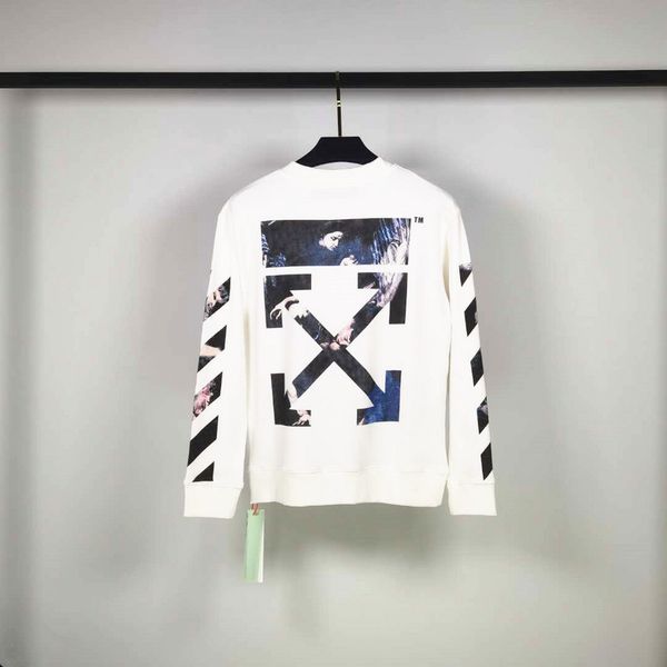 

chao brand 2021 new baroque angel wings oil painting round neck loose casual men's and women's sweater, Black