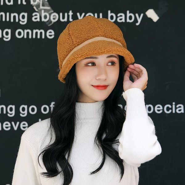 

stingy brim hats plush fur beret hat for women french autumn 2021 winter print design sboy cap baseball octagonal femme, Blue;gray