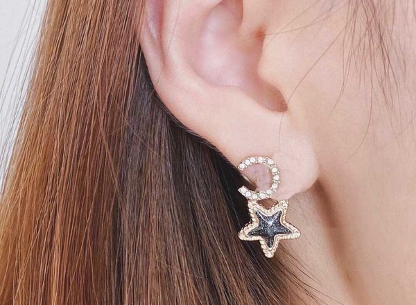 

2021 star shape stud earring with diamond for women wedding jewelry gift ps4015, Golden