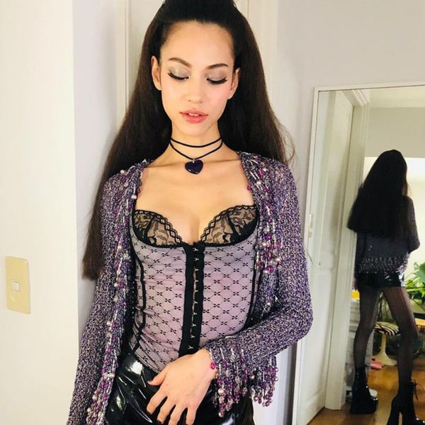 

yoga outfit snowflake tulle mesh small sling women's short summer cropped bottoming vest girl cute wind top