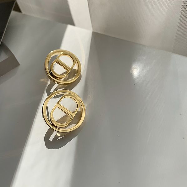 

70% off outlet online new round letter earrings women's fashion full diamond ring earrings korean independent, Golden