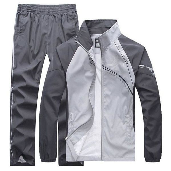 

men's tracksuits ensemble sport tracksuit, pants and men's jackets for spring fall, two pieces, asian size 5xl px1s, Gray