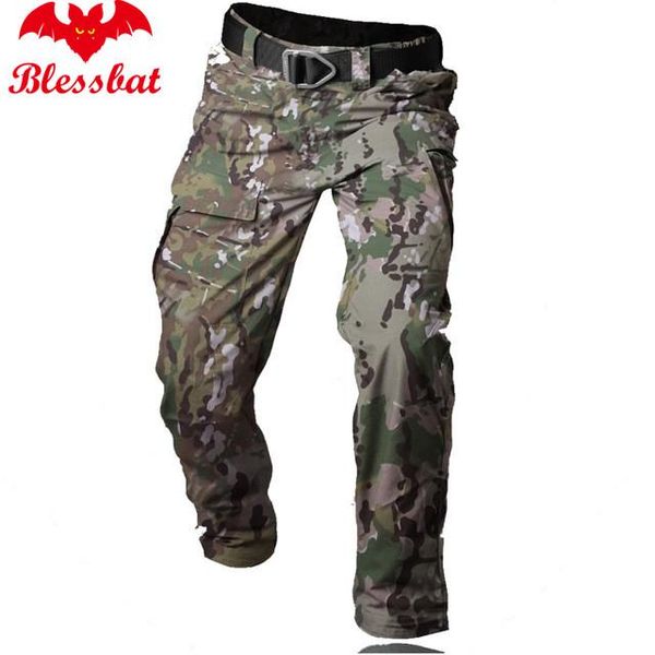 

men's pants waterproof elastic tactical summer men camouflage combat military cargo casual multi pocket s- 2xl, Black