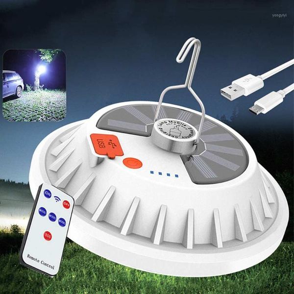 Lanterne portatili 300W Lampada a lampadina a LED ricaricabile super luminosa Telecomando Lampada di ricarica solare Lampada da campeggio esterna di emergenza1