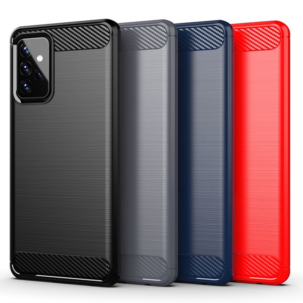 

rugged shield shockproof sot tpu brushed carbon fiber cell phone cases for samsung a72 a71 a52 a51 a32 5g a42 a12 a02s a01 core
