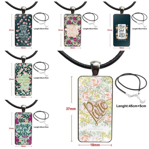 

pendant necklaces bible verse philippians jesus christ christian fashion necklace handmade rectangle shape choker jewelry multi designs, Silver