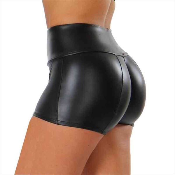 

pu buttocks night club women shorts high waist elastic casual black short pants leather, White;black