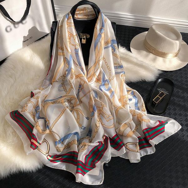 

scarves 2021 women silk scarf fashion print summer shawls and wraps soft pashmina lady bandana foulard hijabs, Blue;gray