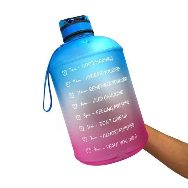 

water bottle large capacity sports plastic bouncing cup frosted gradient space amazon 3.78l fitness f8j0