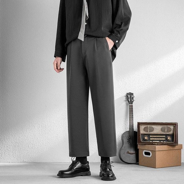 

men's pants trousers 2021 spring autumn solid color drape small loose straight-leg casual for teenagers, Black