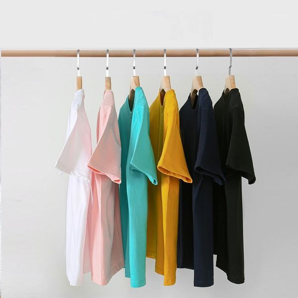 

men's t-shirts d270 japan style solid color classic t-shirt men and women couple short sleeve casual loose heavy weight cotton o-neck m, White;black