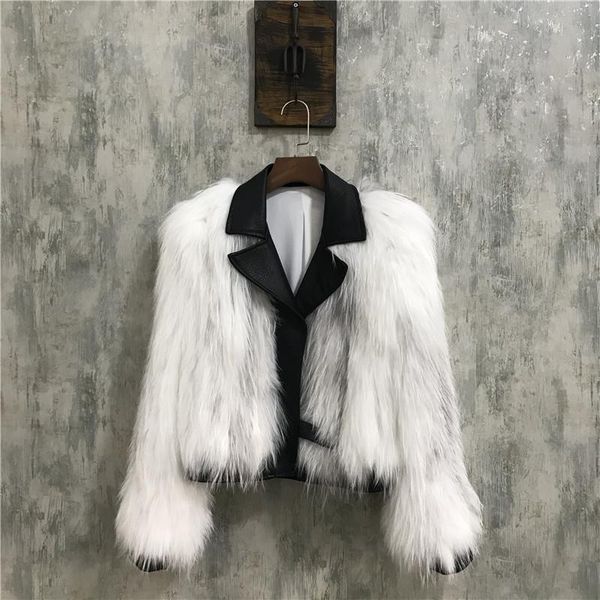 

women's fur & faux 2021 real coat marble woven suit collar sheep foam leather woman jacket fashion slim locomotive coats jackets, Black