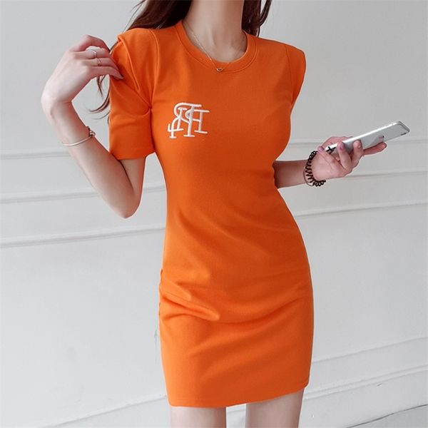 Camisa vestido para mulheres verão manga curta tripulação pescoço de algodão senhoras trabalho mini vestidos 210602