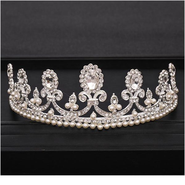 

trendy wedding crown baroque crystal pearl rhinestone crown wedding hair accessories hair band bridal crown accessories jlljqt, Silver