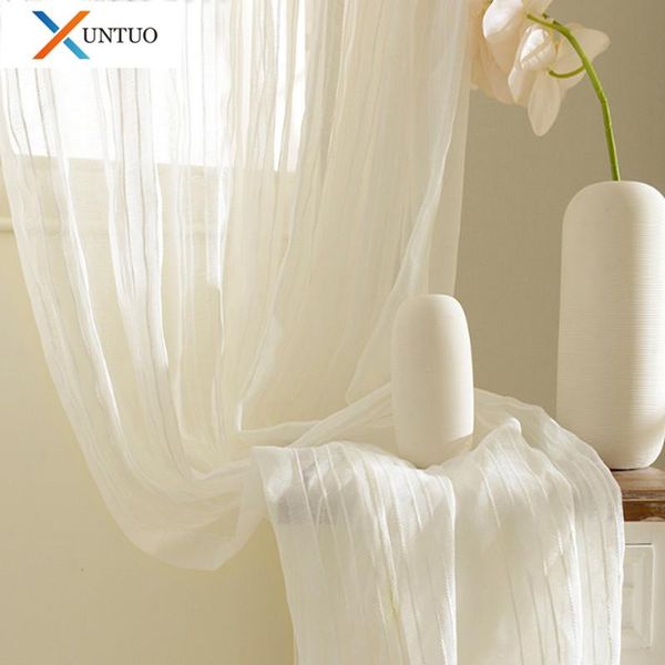 

curtain & drapes modern white striped window tulle curtains for living room solid sheer bedroom voile binds