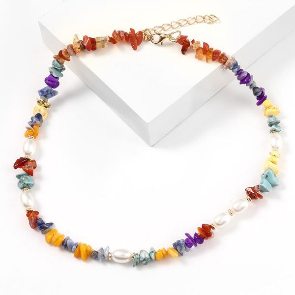 

chains fashion bohemian jewelry irregular pearl necklaces for women choker necklace pendant men, Silver