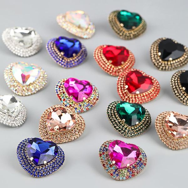 

dangle & chandelier jijiawenhua trend multi-color big rhinestone love heart type women's earrings dinner party fashion jewelry accessor, Silver