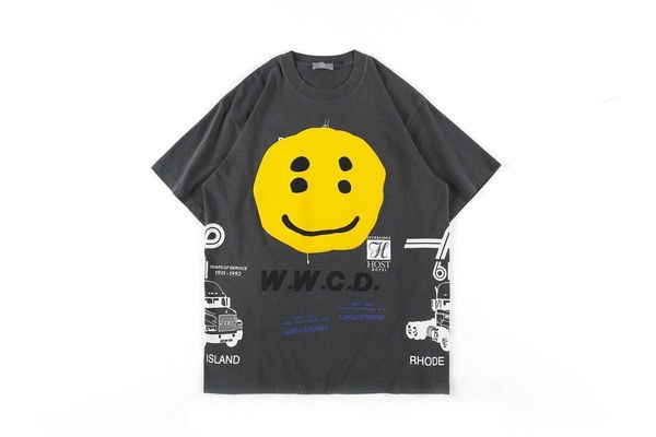 

2021 new men women kanye west sunday service w.w.c.d.tees graffiti smiley face printing cpfm w.w.c.d. t-shirt mhjy, White