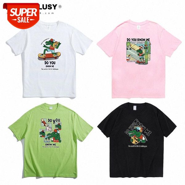 

creative crocodile print men's short sleeve cute street t-shirt #8n7m, White;black