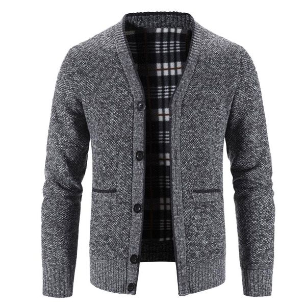 

men's jackets fashion sweater cardigan autumn winter solid color button pocket v-neck jacket knitwear male outerwear #, Black;brown