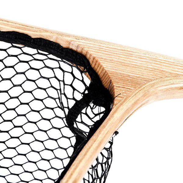 

fishing landing net mesh trout catch wooden frame handle portable accessories mc889