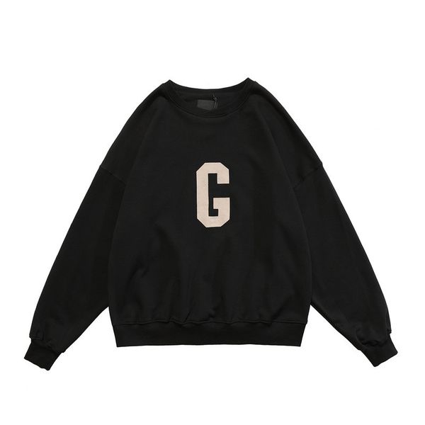

luxury brand hoodie chao brand fog letter g printed simple pullover men's and women's same couple's round neck sweater, Black