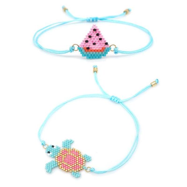 

cute tortoise watermelon bracelets set bohemian strand rainbow bracelet women, Golden;silver