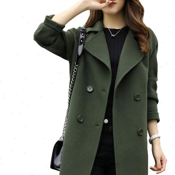 

2021 new jacket women coat winter office long sleeve button wool coat women coat ladys solid color button down jacket, Tan;black