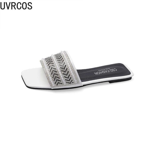 

slippers casual women's color matching uppers fashion wild trend outdoor rhinestone decorative 2021, Black