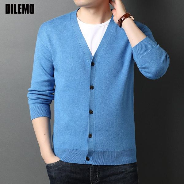 

grade new brand fashion knitted men cardigan sweater woolen korean casual coats autum winter jacket mens clothing 2021, White;black