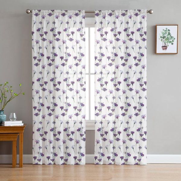 

curtain & drapes purple abstract flower tulle curtains for living room decoration modern chiffon sheer voile kitchen