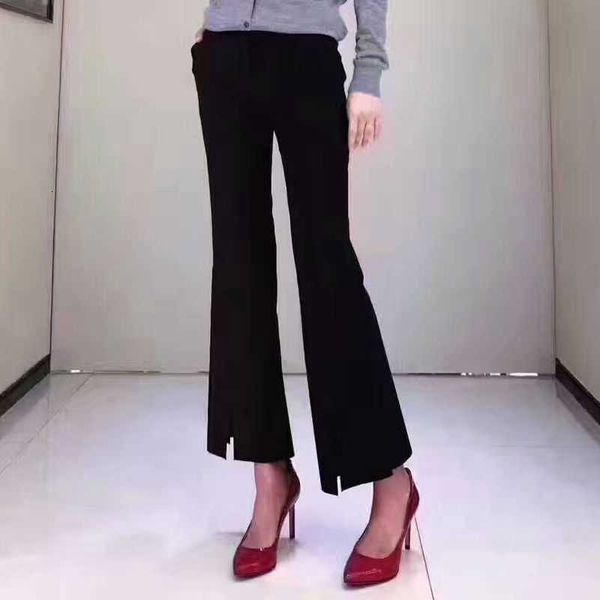 

women's brand pants 2021 autumn black split horn 5001-100271, Blue