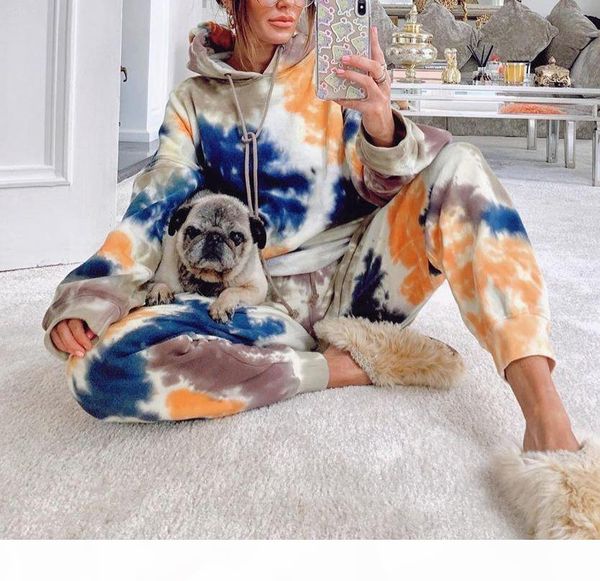 

2020spring and summer newfashion cozy hoodie tie dye lounge set, Black