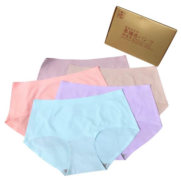 

women's panties gift box 5 pcs/box seamless for woman underwear briefs solid female panty underpant women, Black;pink