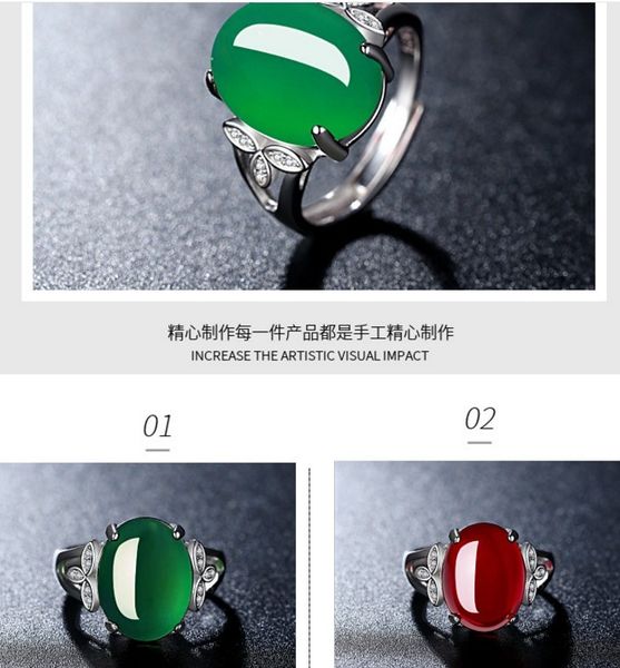 

fashion up-market 2pcs/lots low price 925 silver jade women's ring