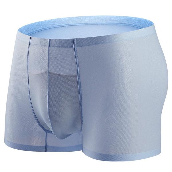 

underpants super thin mens underwear ice silk summer cool boxer shorts anti-bacterial mid-rise breathable men panties cueca, Black;white