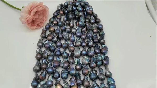 

other wholesale 15-19mm black color big baroque pearl strands
