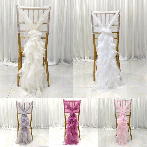 

chair covers romantic pleated chiffon hoods cover wedding venue decoration