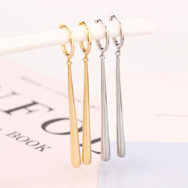 

hoop & huggie 925 silver 18k gold long tassel waterdrop drop piercing earrings brinco pendientes for women statement jewelry 2021 fashion, Golden;silver