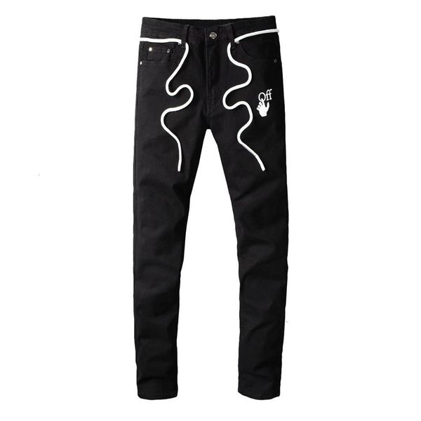 

new men's male trousers black arrow young men slim jeans denim pants hk7t, Blue
