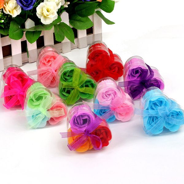 Kalp Şekli Gül Sabun PVC Kutu Paketli El Yapımı Çiçek Kağıt Çiçek Sabun Gül Sevgililer Günü Doğum Günü Partisi Hediyeler 160 V2