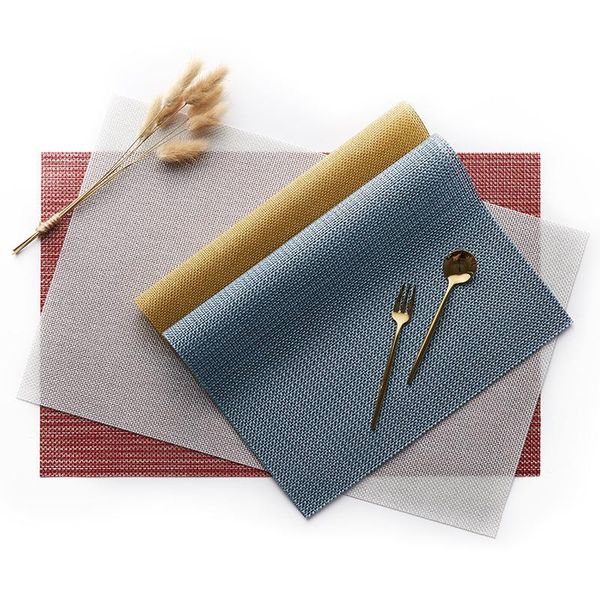 

cleaning cloths 1pc rectangular woven food mat, pvc table el imitation linen-thickened heat insulation mat 45x30cm