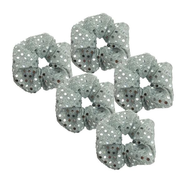 

nail brushes 5pcs christmas hair bands sequins rope tie ponytail holders accessories for girls (silver), Yellow