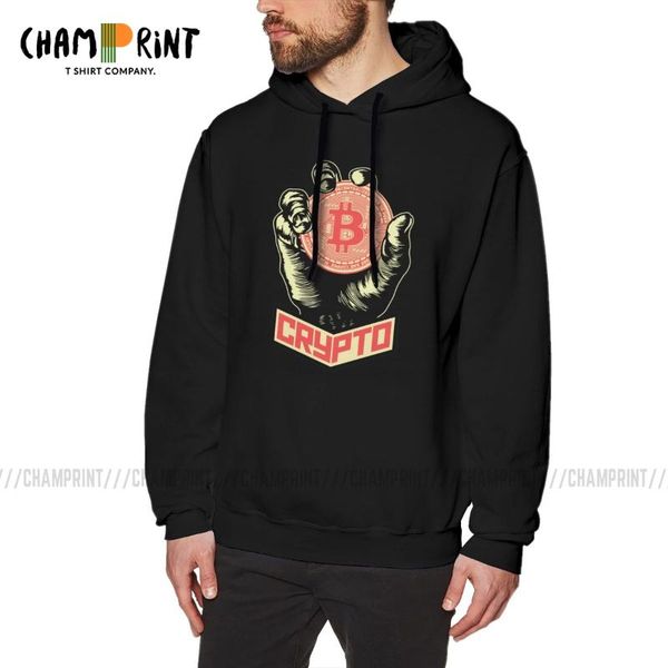 

men crypto cryptocurrency hoodie birthday present 100% cotton ripple blockchain hooded sweatshirts funny shirt men's hoodies, Black