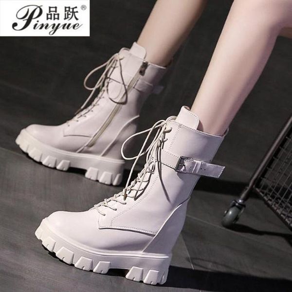 

boots women shoes 2021 spring autumn square high heels ankle leather block heel punk, Black