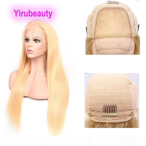 

brazilian virgin hair 4x4 lace front wig silky straight body wave 4 by 4 wigs 613 blonde color 12-32inch 100% human hair yirubeatuy, Black;brown
