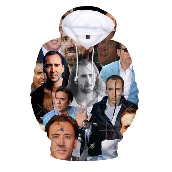

men's hoodies & sweatshirts trendy nicolas cage actor 3d print boys/girls casual sweatshirt adult/child pullovers, Black