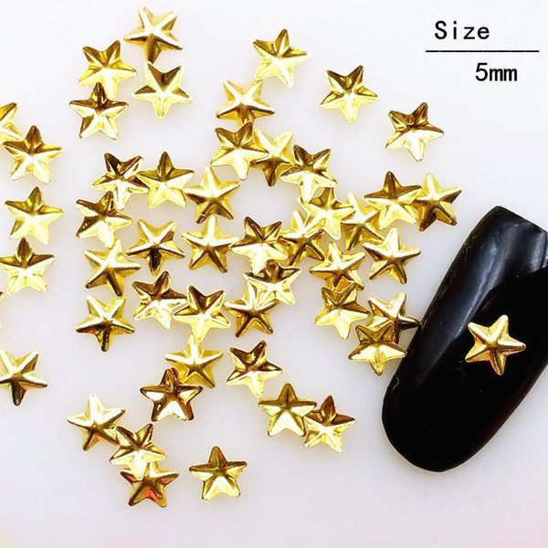 

nail art decorations 500pcs/lot 5mm gold silver five-pointed star rivets studs metal alloy 3d diy sticker for manicure, Silver;gold