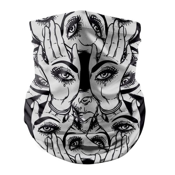 

eyes and palms pattern printed magic scarf 5 pieces per package comfortable fashion riding sunscreen seamless wweat absorption high elastici, Blue;gray