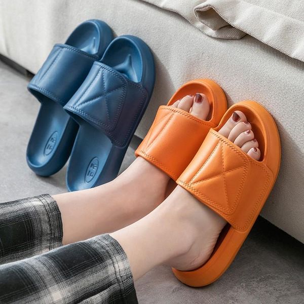

women men summer slippers beach slides sandals flip flops candy color thick platfrom bottom comfort lady couples bathroom shoes, Black